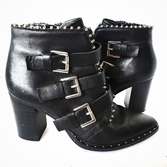 steve madden black studded booties